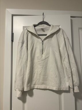 Old Navy White Half-Zip Pullover Sweatshirt